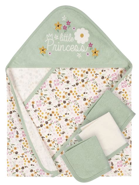 Gerber Baby Girl Hooded Towels And Washcloths Set 4 Piece