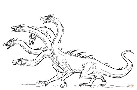 4 the flying two headed dragon and wooden log viking cabins hiccup how to train your dragon coloring pages for kids to color. Hydra dragon coloring page | Free Printable Coloring Pages