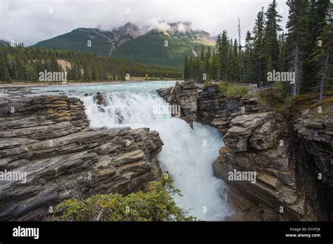 Athabasca Falls Along The Icefields Parkway In Jasper National Park In