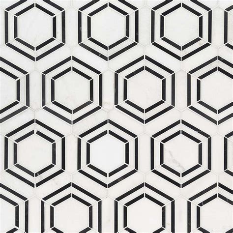 Georama Nero Geometric Tiles Patterned Wall Tile Glass Mosiac