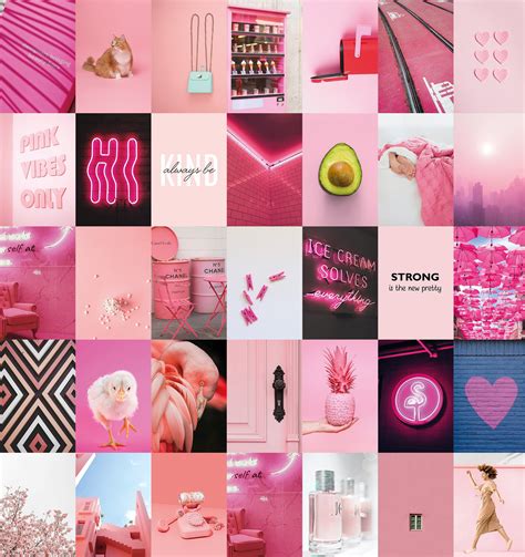 Printable Aesthetic Pink Wall Collage Kit 80 Pieces Etsy