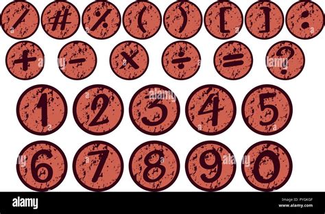 Numbers And Signs On Round Badges Illustration Stock Vector Image And Art