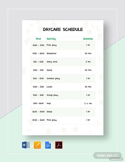 8 Examples Daycare Schedule Format Pdf How To Prepare
