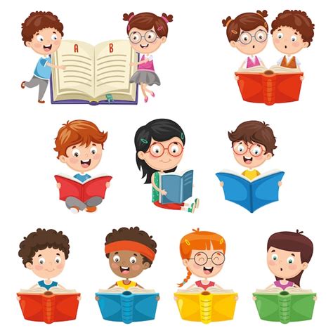 Ilustración Vectorial De Libro De Lectura Para Niños Vector Premium