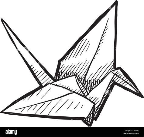 Premium Vector Origami Crane Hand Drawn Outline Doodle Crane Origami