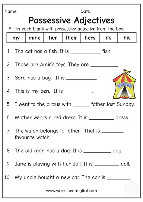 Worksheets Possessive Adjectives Possessives Daily Routines Second Sexiz Pix