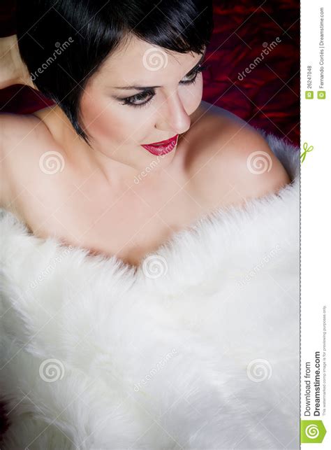 Sensuous Short Haired Brunette Woman Stock Photo Image Of Elegance