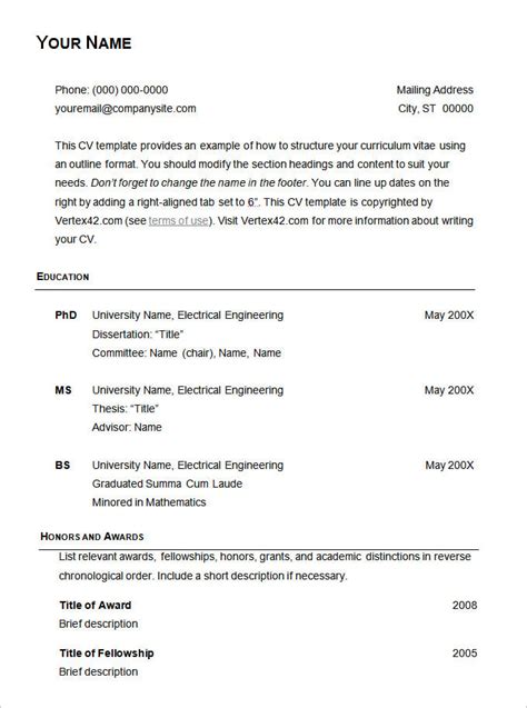 Sample Basic Resume Template Examples