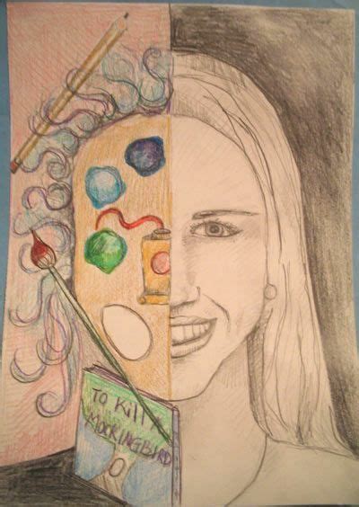 Split Face Self Portrait Middle School Art Projects Art Lessons Middle