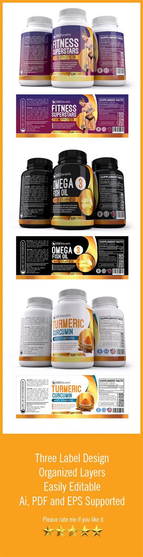 Dietary Supplement Label Design Templates Packaging Seller