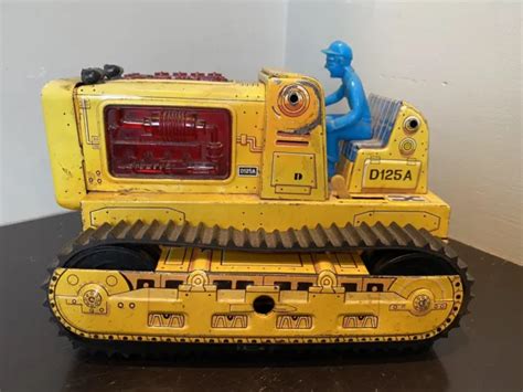Vintage 1960s Yoshino Ky Tin Litho Battery Op Toy Bulldozer Japan