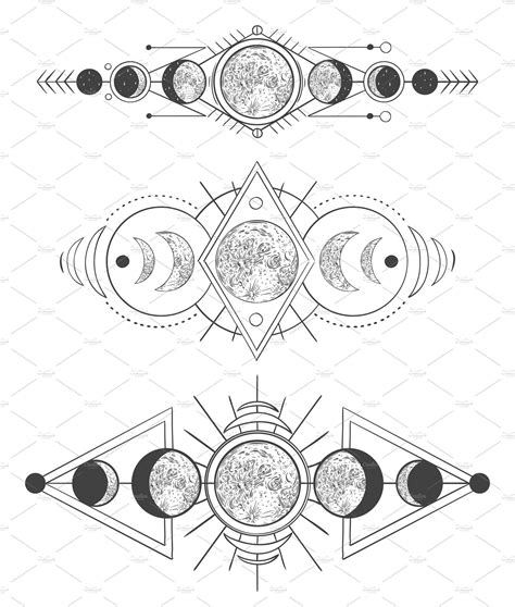 Moons Phases In Mystic Sky Mother M Moon Tattoo Designs Pagan