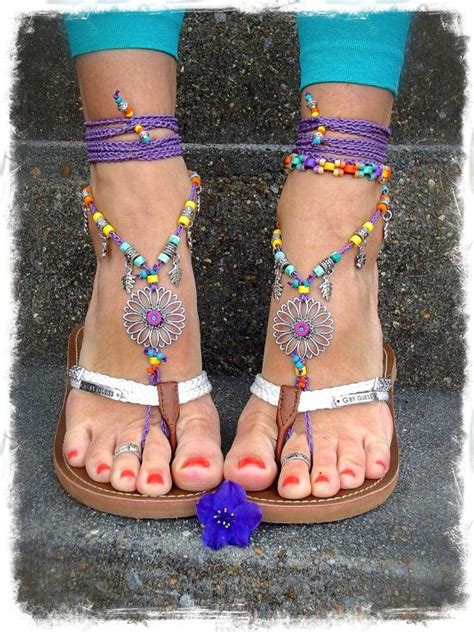 purple sunflower barefoot sandals hippie festival sandals etsy bare foot sandals festival