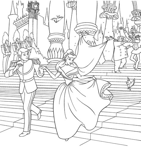 Cinderella And The Prince Wedding Coloring Page