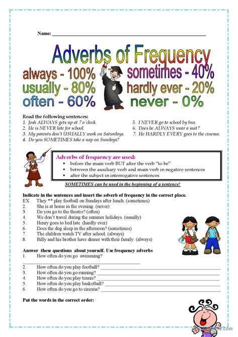Frequency Adverbs English Esl Worksheets Pdf And Doc