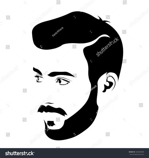 Clip Art Of Young Bearded Hipster Looking Away Easy Editable Layered