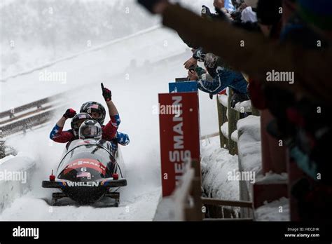 The United States Mens Bobsled Team Completes A Run During The Mens