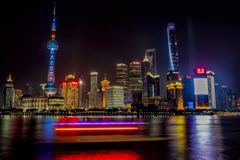 Shanghai Pudong Skyline At Night Patrick Leigh Perspectives