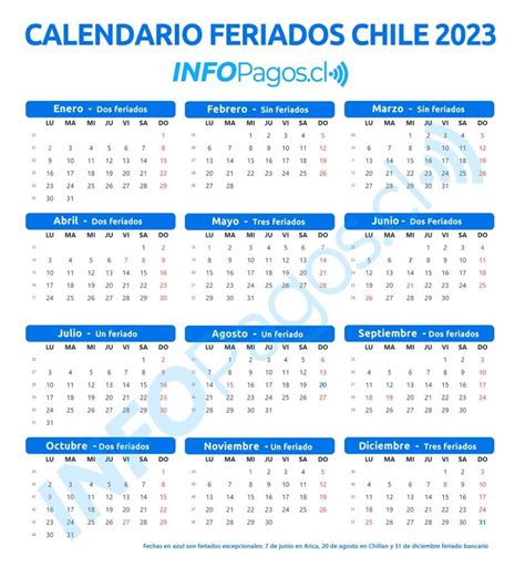 Feriados En Chile Actualizado 2023 Infopagoscl