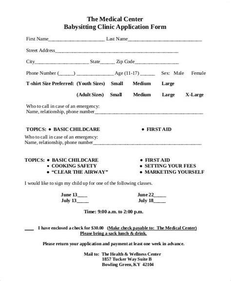 Printable Babysitter Application Form Printable Form 2024