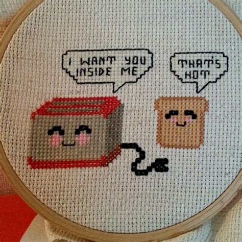 Toast And Toaster I Want You Inside Me Kawaii Cross Stitch Found A Picture With The Text On