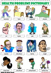 It has several interactive exercises that can this page will help you to learn common illness related vocabulary in english. health problems illnesses sickness ailments injuries ...