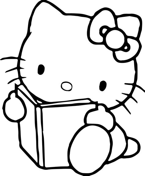 Hello Kitty Book Coloring Page | Wecoloringpage.com