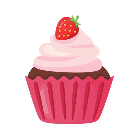 Sweet Cupcake With Strawberry 11132883 Vector Art At Vecteezy