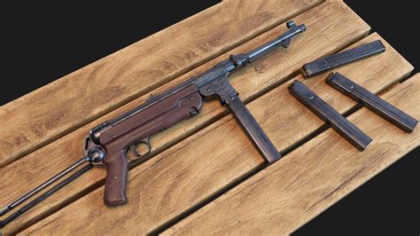 3d Model World War Ii Mp40 Submachine Gun Pbr And Game Ready Vr