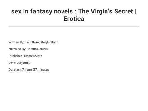 Sex In Fantasy Novels The Virgins Secret Erotica
