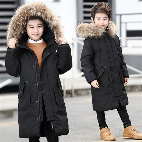 Boys Winter Down Jacket Long Thicken Winter Coat Duck Down Kids