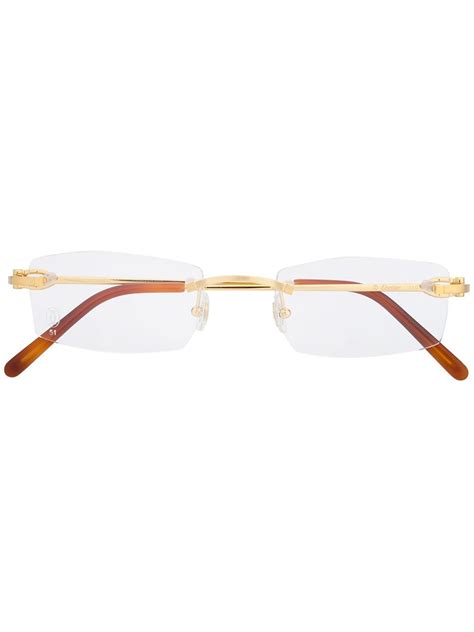 Cartier Eyewear Frameless Rectangular Glasses Farfetch