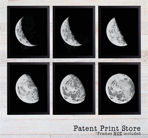 Moon Phase Print Set Moon Decor Moon Phases Wall Art Moon Phases