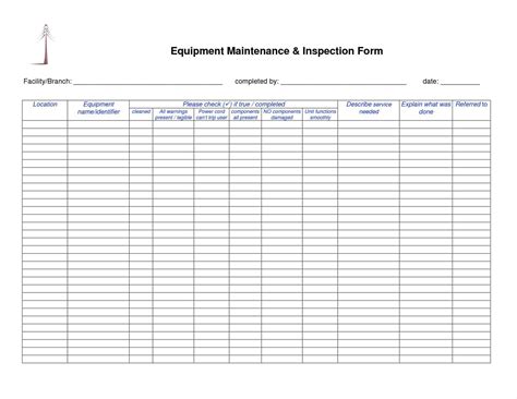Enter data on one sheet, click button to move data to storage sheet. Equipment Maintenance List - Sample Templates - Sample ...