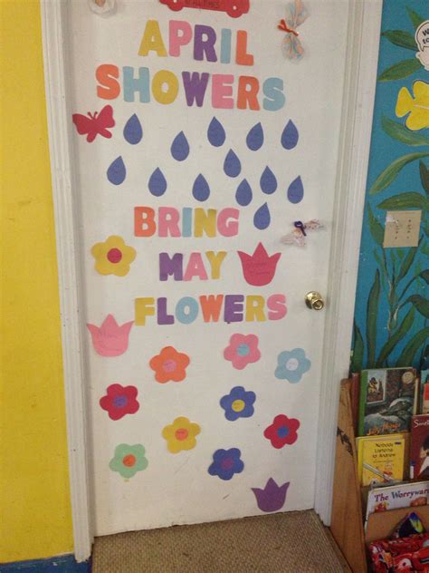 Our Classroom Door April Showers ☔️ Brings May Flowers 🌺🌻 Craftsman Front Doors Exterior Front