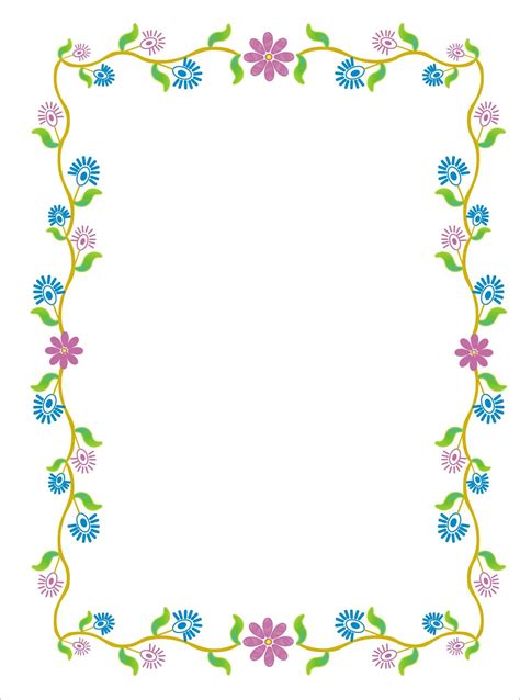 Esquinas marcos y márgenes para cuadernos 2 cómo hacer márgenes fáciles y bonitos. "Floral illustrated": "Flowers along the vine" | Nakış desenleri, Yazı kağıdı, Desenler