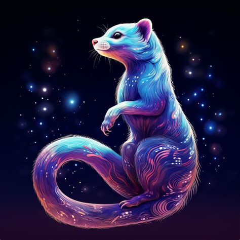 Premium Ai Image Beautiful Weasel With Clothes Magical Cosmic Galaxy