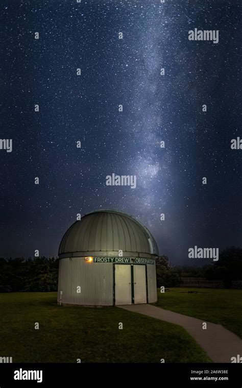 Milky Way Rising Over Observatory A Star Filled Sky With The Galactic