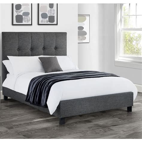 Sorrento Slate Grey Fabric Bed Frame 4ft6 Double