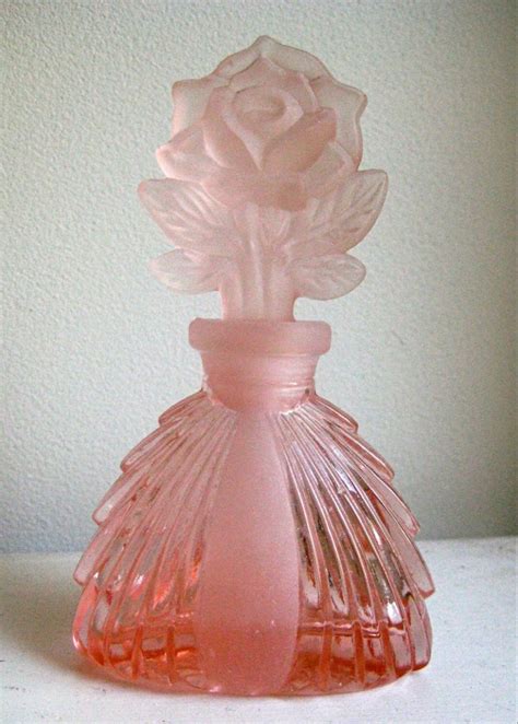 Pink Art Deco Satin Glass Rose Perfume Perfumes Vintage Antique