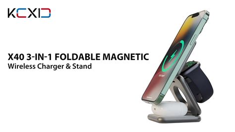 Kuxiu X40 3 In 1 Foldable Magnetic Wireless Charger And Stand For Iphone