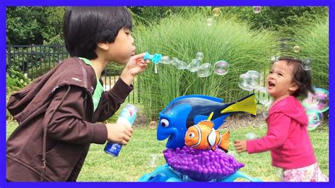 Fun Playing Outdoors With Bubbles Kids Blowing Bubbles Finding Dory