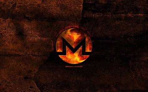 Monero Fiery Logo Orange Stone Background Creative Monero Logo
