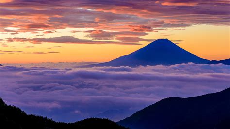 The Island Of Honshu The Sky Mountain Clouds Mount Fuji
