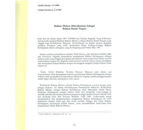 Koleksi Asia Tenggara Dan Dokumen HARI INI DALAM SEJARAH 1 SEPTEMBER