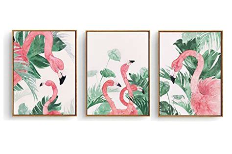 Hepix Tropical Jungle Flamingo Framed Canvas Print Wall