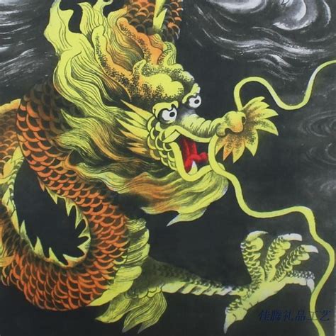 Chinese Dragon Painting Silk Scroll