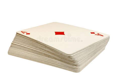 Full Deck Of Playing Cards With Ace Of Diamonds On Top On White Stock