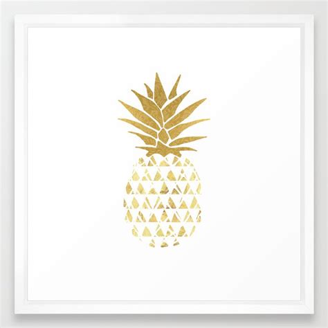 White And Gold Pineapple Framed Art Print By Anniemariedesigns Society6