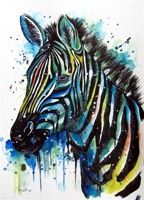 Zebra Watercolour Painting By Fiona In 2020 Zebra